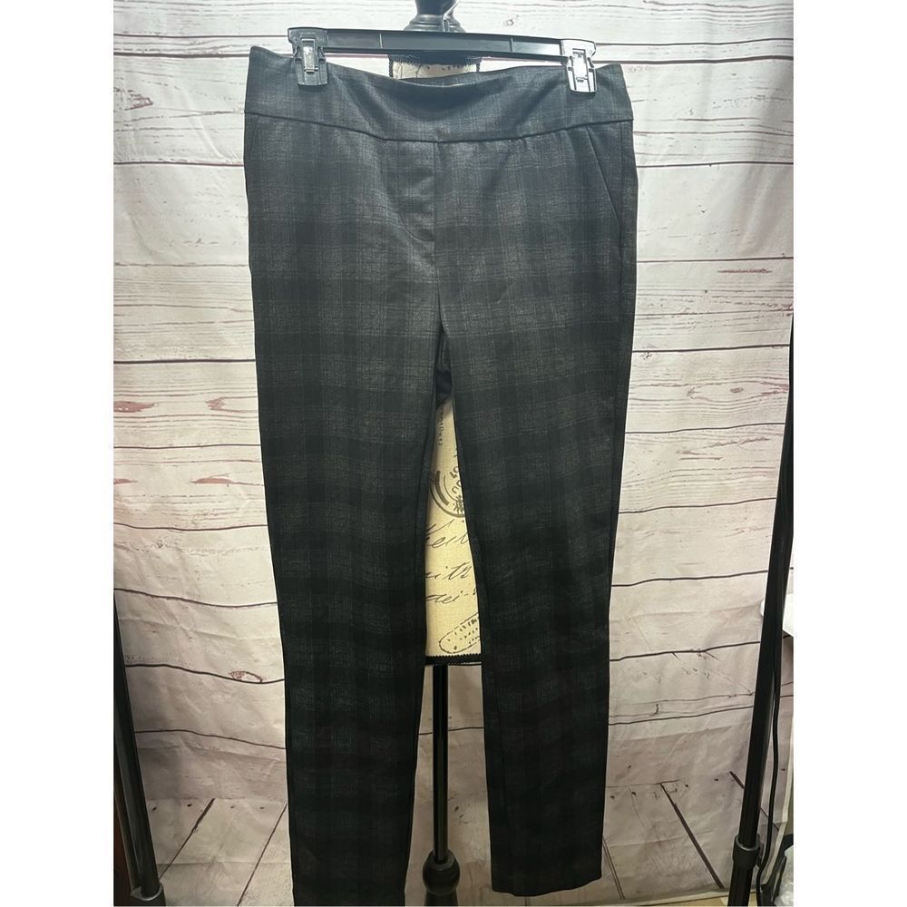 Maison d'Amelie Paris Plaid Pants Womens Size 4 Black‎ Grey Slim Fit Stretch